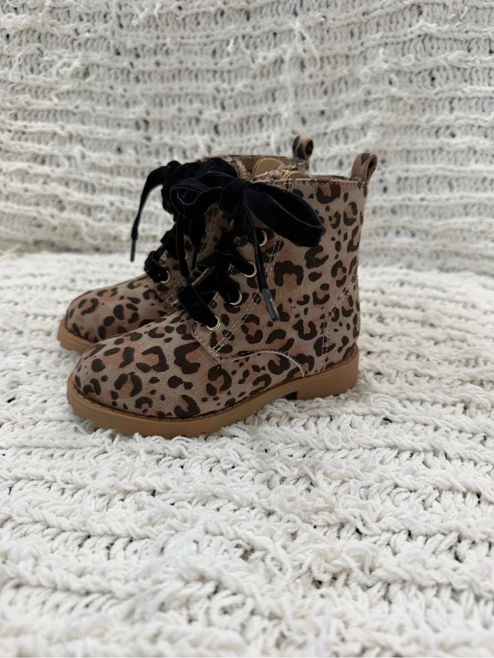 wonder nation Leopard Print Lace-Up Boots in Brown and Black